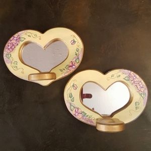 Vintage Hand Painted Heart Wall Sconces